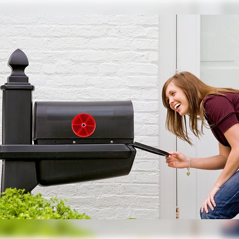 Kingdder 32 Pcs Front Reflector Round Reflector for Driveway Fence Gate Posts Trailers Safety Reflectors with Center Mounting Holes Automobiles Boats Mailboxes Reflector (Red) - Image 4